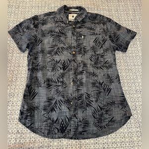 Denim and flower Button down palm leaves